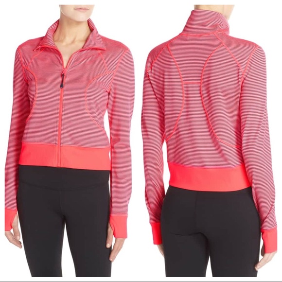 Zella 'On Point' Crop Active Jacket Bright Coral - Picture 2 of 8